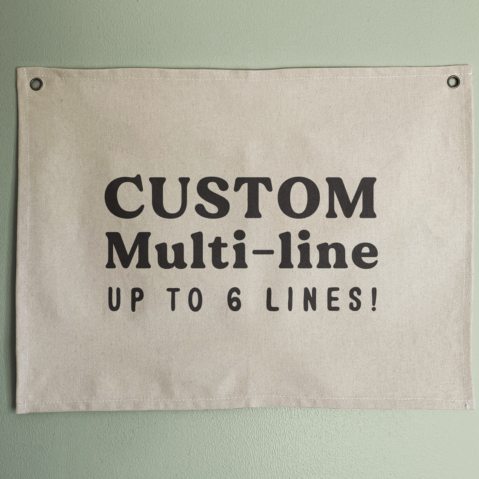 Large Custom Text Canvas Banner, Natural